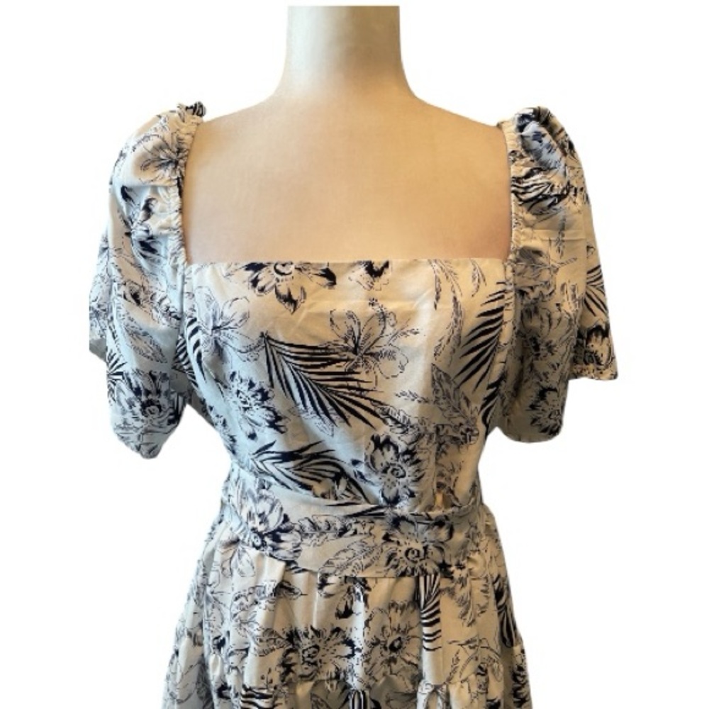 Lulu’s Tropical Sunshine White Floral Print Tiered Midi Dress size xl - Picture 5 of 9